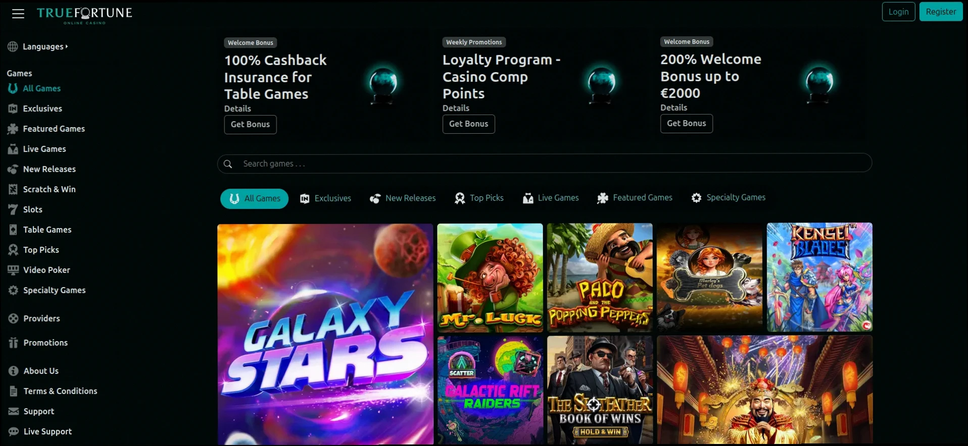 True Fortune Casino 200% fino a 3.000€ + 100 Giri Gratuiti